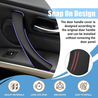 Compatible with BMW 3 Series Door Handle Covers E90/E91/E92/E93 2004-2011,6PCS Left and Right Passenger Interior Door Pull Handle Set for BMW 318i,320i,323i,325i,328i,330i,335i(Black)