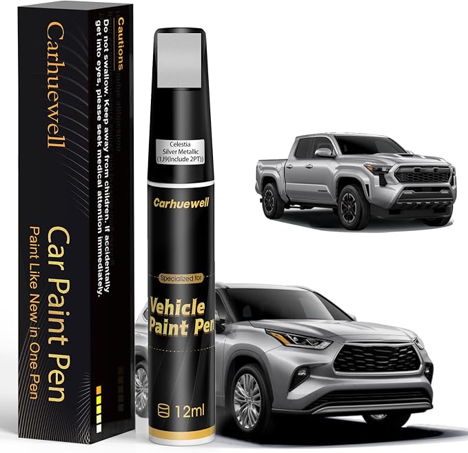 1J9(Include 2PT) Celestial Silver Metallic Touch Up Paint Compatible with Toyota, Exact Match Car Paint Pen Automotive Scratch Repair Remover Kit Quick & Easy Solution for Vehile Chips and Nicks