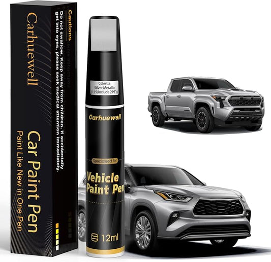 1J9(Include 2PT) Celestial Silver Metallic Touch Up Paint Compatible with Toyota, Exact Match Car Paint Pen Automotive Scratch Repair Remover Kit Quick & Easy Solution for Vehile Chips and Nicks