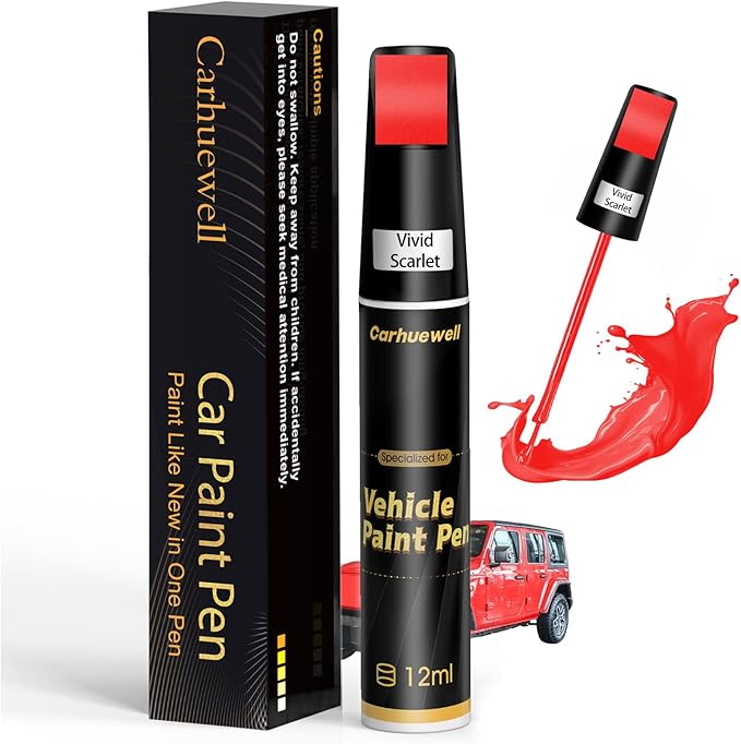 Red Touch Up Paint for Cars, Car Scratch Repair Pen, Car Paint Touch Up Pen Auto Scratches Remover Easy to Use and Quick Fix(Vivid Scarlet)