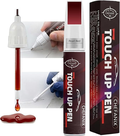 Pearl Red Touch Up Paint for Cars & Motorcycles – Car Scratch Remover, 2-in-1 Brush & Pen, Paint Scratch Repair Kit with Quick-Dry Formula for Multi-Brand Vehicles