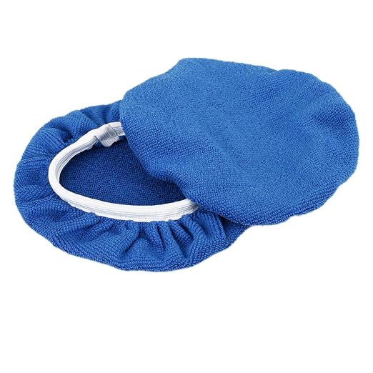 X AUTOHAUX 8pcs 9-10" Navy Blue Microfiber Car Polishing Waxing Bonnet Buffing Pad Cover