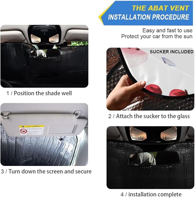 Cars Front Sun Shade Windshield,Foldable Reflective Sun Visor Cherry Blossoms Pink Red Windshield Sunshade Cover,Blocks UV Ray Sun Protect Interior Keep Cool,53" x 23.5 "