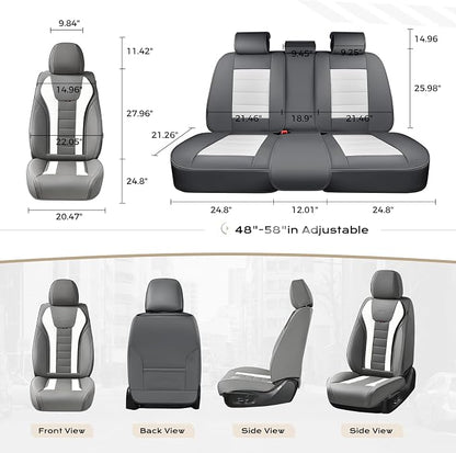 Coverado Car Seat Covers Full Set, Seat Covers for Cars, Front Seat Covers and Back Seat Cover Waterproof Leather Automotive Seat Cover, Universal Car Interior Protectors Cushion for Most Cars