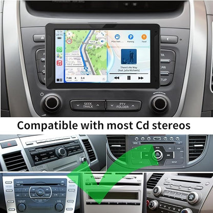 CD Slot Mount for Carplay Screen 17mm Ball Adapter with 4-Button Lock Compatible with 7-10.26 Inch Portable Car Play Baby Camera Monitors Cell Phone Replacement Cd Mount
