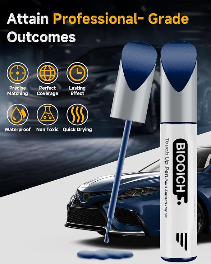Touch Up Paint Pen Exact Color Match Car Chip and Scratch Repair (for Toyota, Dark/Nautical Blue Metallic(8S6))