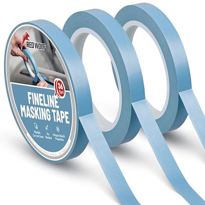 RED WOLF PVC Fine Line Pinstriping Tape 3/4" x 36yd 3 Rolls, Automotive Car Paint Masking Tape for Sharp Graphic Design Curves Conformable Stretch Fineline Pinstripe Tape for Motorcycle DIY Paint Art