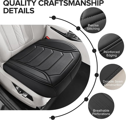 CAPITAUTO 2 Pack Bottom Car Seat Cover, Dual Storage Pockets Luxury Faux Leather Front Seat Covers for Cars, Super Breathable, Anti-Slip, Full Wrapping Edge - Fit for Most Sedans SUV Trucks (Black)