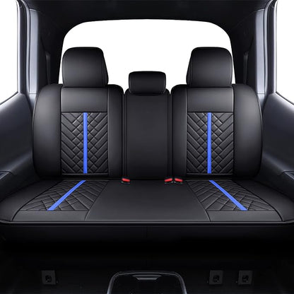 Tomatoman Tacoma Rear Seat Covers 2005-2024 2025 2026 TRD Sport Offroad Limited SR5 V6 Crew Double Extended Cab Truck Back Car Cushions with Waterproof Faux Leather (Rear Seat/Black-Blue)