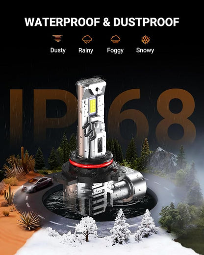 SEALIGHT 9012 Bulbs, 40,000LM 800% Brighter HIR2 Powersport Fog Bulbs with Cooling Fan for 60000 Hours Longer Lifespan, IP68 Waterproof, Quick Installation, Pack of 2