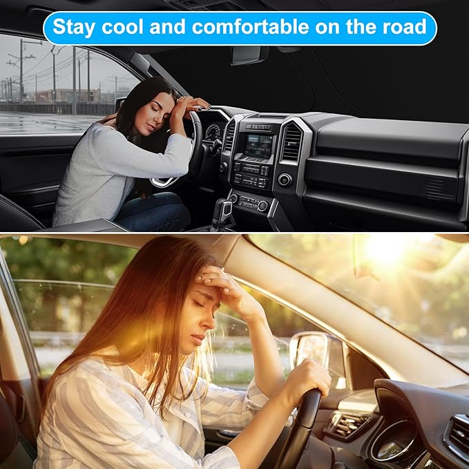 Car Sun Shade for 2015-2020 2021 2022 2023 2024 2025 2026 Ford F150 Windshield Sun Shade, Sun Visor Windshield Screen Cover for F150 Front Window Sunshade Foldable Auto Interior Accessories