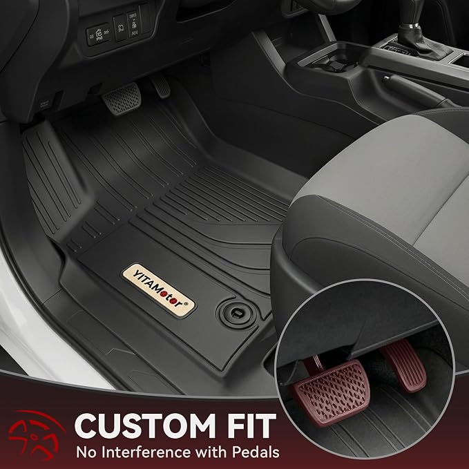 YITAMOTOR Floor Mats for Toyota Tacoma 2016-2023 Double Cab Automatic, Custom Fit All Weather Anti-Slip TPE Rubber Mat, Toyota Tacoma Accessories SR/SR5/TRD/Limited/Trail Floor Liner, 1st & 2nd Row