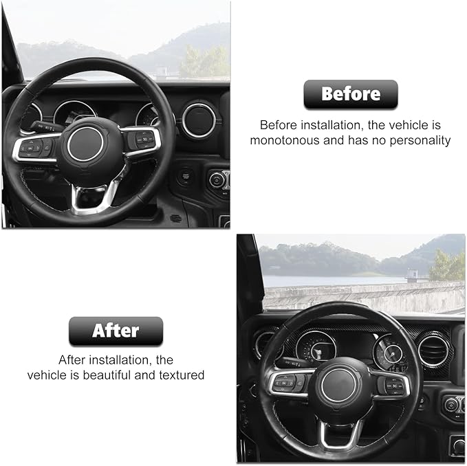 RT-TCZ Carbon Fiber Center Console Trim Cover Dashboard Control Panel Cover Decorative Interior Accessories for Jeep Wrangler JL JLU & Gladiator JT 2018-2023