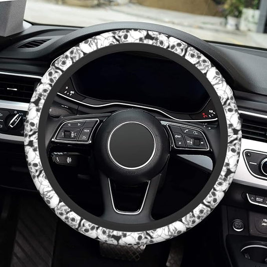 Halloween Skull Steering Wheel Cover, Anti-Slip Skeleton 15 Inches Car Steering Wheel Cover for Women Men, Neoprene Floral Car Accessories Protective Case for Vehicle Truck SUV