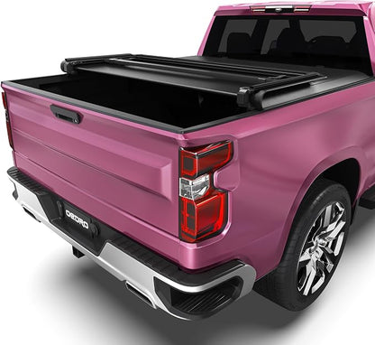 OEDRO Soft Tri-Fold Tonneau Cover, Custom Fit for Chevy Silverado 1500 / GMC Sierra 1500 New Body Style 2019-2026, Designed to Accommodate Fleetside 6.6 Ft Bed w/o Multi-Flex Tailgate