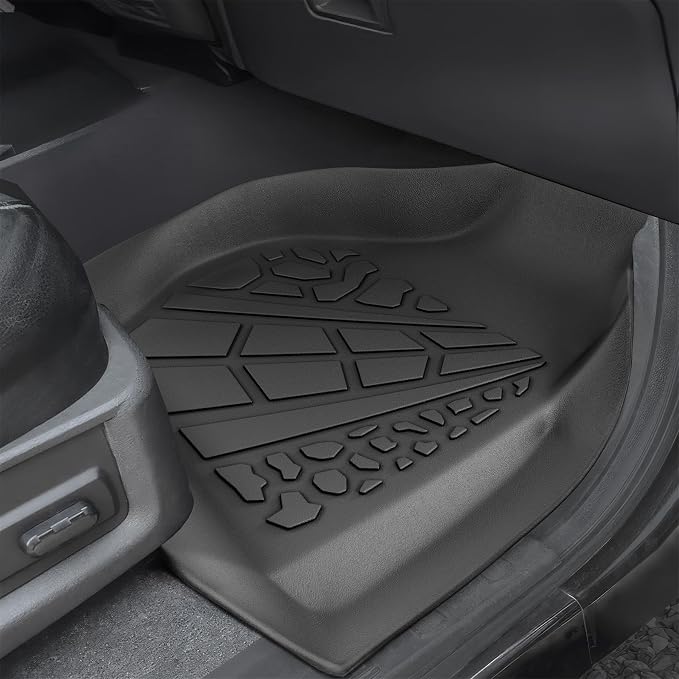 KARPAL Floor Mats for 1999-2007 Ford F250/ F350/ F450 Super Duty Crew Cab Carpet Floor, Custom Fit TPE All Weather Ford F250 Accessories 1st & 2nd Floor Liner