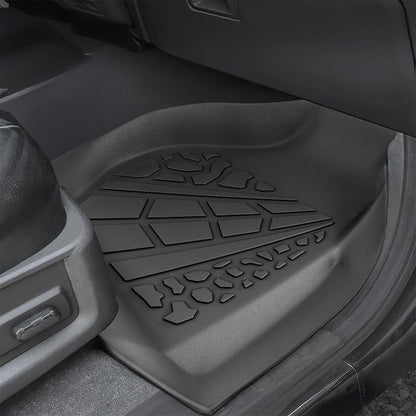 KARPAL Floor Mats for 1999-2007 Ford F250/ F350/ F450 Super Duty Crew Cab Carpet Floor, Custom Fit TPE All Weather Ford F250 Accessories 1st & 2nd Floor Liner