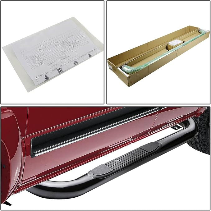 3 Inches Side Step Nerf Bar Running Board Compatible with Jeep Wrangler 87-06, Stainless Steel, Black Powdercoated