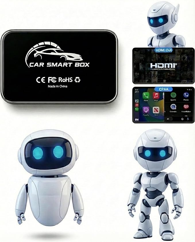 Wireless CarPlay & Android Auto AI Box, 4K HDMI for Wired CarPlay Cars