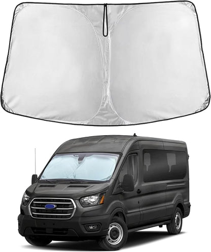 EcoNour Windshield Sunshade Compatible for Ford Transit 2015-2024 2025 2026, Wagon XL,Wagon XLT Cargo Vehicle,Connect Van XL Sun Visor for Front Window Sun Cover, Heat Protector, Car Accessories