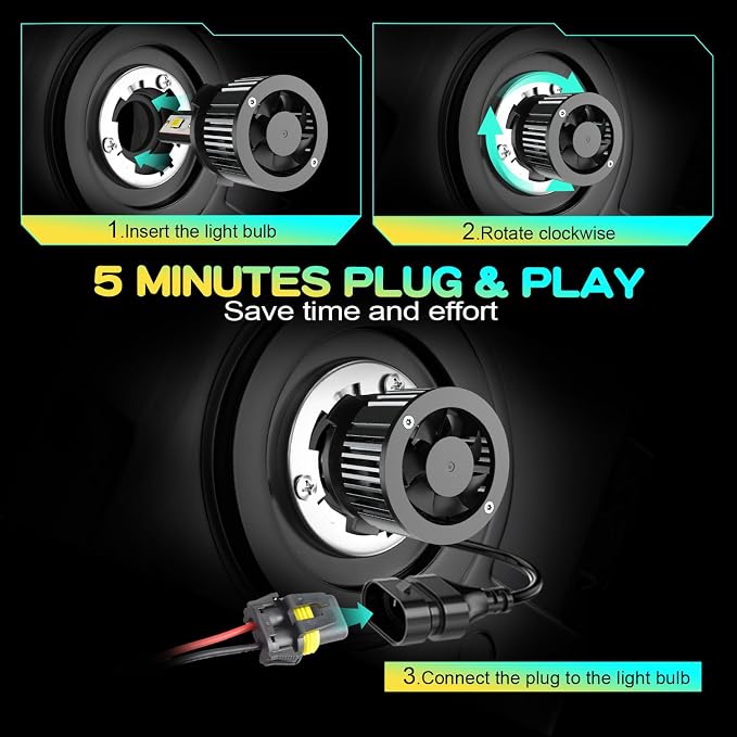 High Low Beams Compatible for Ram 1500 2500 3500 2009 2010 2011 2012 2013 2014 2015 2016 2017 2018 2019 2020 2021 2022 2023 2024 2025, White Powersports Light Bulbs, Plug-n-Play, Off-Road Use, 4 PCS