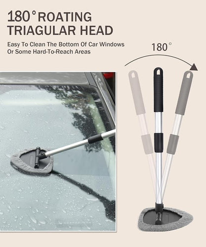 bylikeho Windshield Cleaner Inside,Car Window Cleaner,Car Cleanser Brush,Car Accessories Car Cleaning Supplies Tools,Car Cleaning Kit with Extendable Handle,Microfiber Cloth,Spray Bottle,Fits All Cars