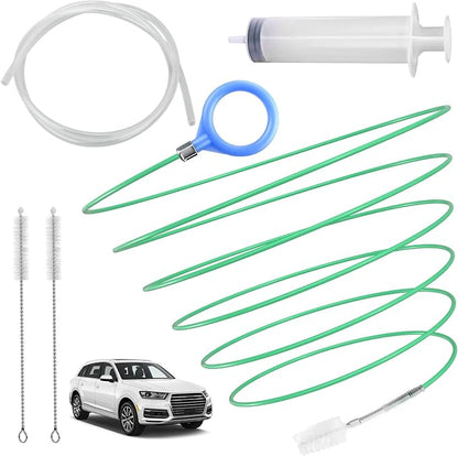 Auto Sunroof Drain Cleaning Tool, 120 Inch Flexible Tube Cleaning Brush with Pipe Cleaning Brush, Syringe Hose, and Syringe Soft Drain Brush, Car Sunroof Drain Cleaner for Drains, Sewers, Windshields