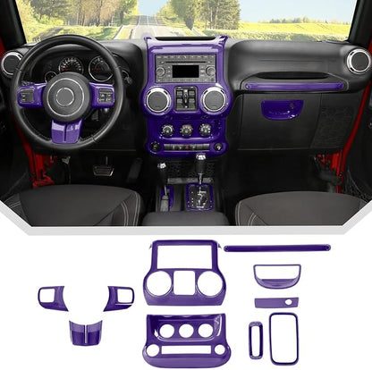 JeCar 10pcs Full Purple Interior Trim Kit Fit for Jeep Wrangler JK 2011-2017