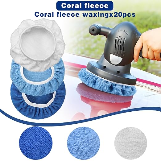 20-Pack 5-6 Inch Microfiber Car Polishing Pads,Premium Car Buffing Bonnets for Orbital Polisher, Wax Applicator & Auto Detailing