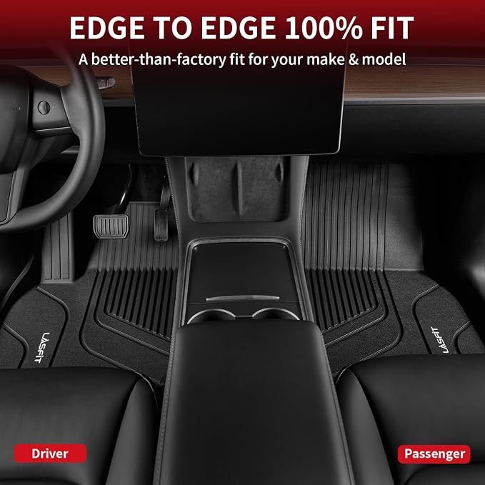 LASFIT Floor Mats for Hyundai Ioniq 5 2024 2023 2022 Only Movable Console (Limited Models), Custom Fit TPE All Weather Floor Liners 1st & 2nd Row Car Mats for Ioniq 5 Slide Console Version, Black