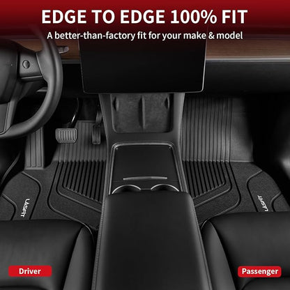 LASFIT Floor Mats for Hyundai Ioniq 5 2024 2023 2022 Only Movable Console (Limited Models), Custom Fit TPE All Weather Floor Liners 1st & 2nd Row Car Mats for Ioniq 5 Slide Console Version, Black