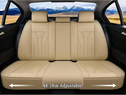 FLORICH Leather Seat Covers, Seat Covers Full Set, Car Seat Protectors 5 Seats, Automotive Seat Covers Fit for Most Cars Trucks-Beige