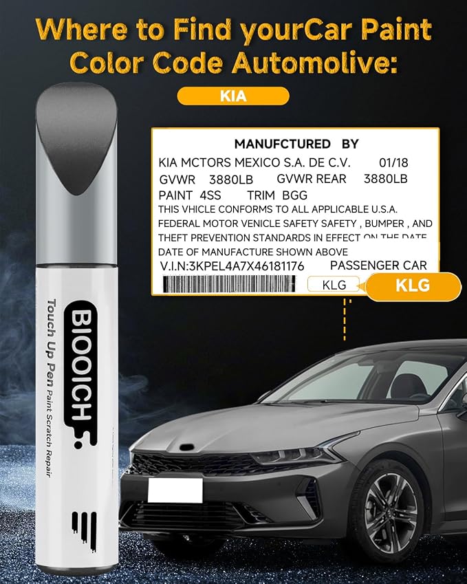 Touch Up Paint Pen Exact Color Match Car Chip and Scratch Repair (for vw, Steel Grey(KLG))