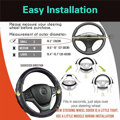 PINCTROT Small Size Steering Wheel Cover Great Grip with 3D Honeycomb Anti-Slip Design, 14 Inch (Purple)