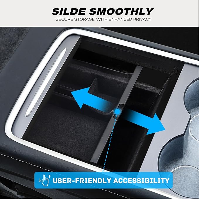 Nilight Upgraded Accessories Compatible for Tesla Model 3 2021-2023 Model Y 2021-2024, Center Armrest Console Organizer Tray and Hidden Storage Box, 3-Pack