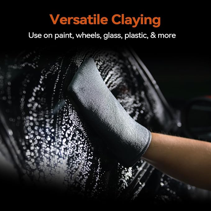 Premium Clay Mitt for Car Detailing – Advanced Grade Clay Bar Glove Removes Overspray, Water Spots, Iron & Rail Dust | Fast, Reusable, Scratch-Free