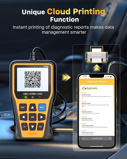 OBD2 Scanner Car Code Reader Support Voltage Test Plug and Play Fixd Car CAN Diagnostic Scan Tool Read and Clear Engine Error Codes for All OBDII Protocol Vehicles Since 1996（Yellow）