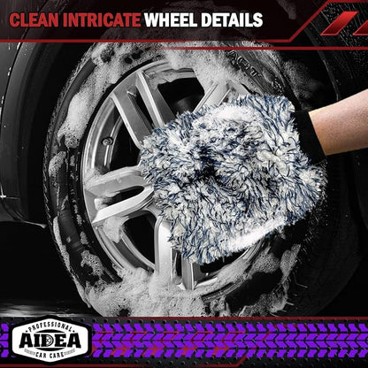 AIDEA Car Wash Mitt Microfiber, 1PK Scratch Free Lint-Free, Wheel Cleaner Mitts, Extra Plush Premium Microfiber Mitt Car Wash Brush, Regular Size 7.12''X10.14''