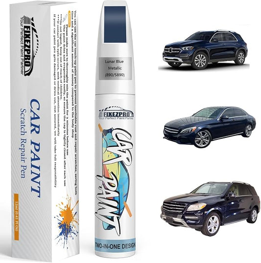 890/5890 Lunar Blue Metallic Car Touch Up Paint for Mercedes-Benz, Color Match Auto Paint Repair Pen, Professional Car Scratch Repair Remover Pen Automotive Quick & Easy to Use