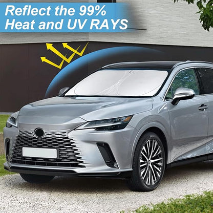 Custom Fit Lexus RX Windshield Sunshade for 2023-2025 2026 RX 350, RX 350 F Sport, RX 350L Accessories Front Window Shades Cover for Windshield Sun Visor Protector 210T Foldable Shade Blocks UV Rays