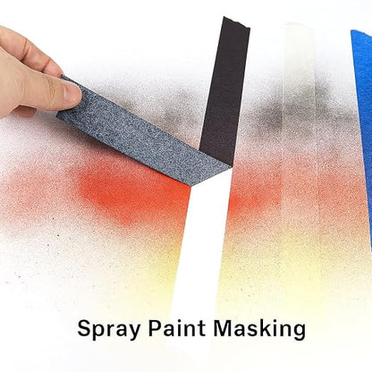 3 Pack Black Painters Tape - Masking Tape 0.25 Inch Wide - Multi-Surface, Smart Adhesion, Indoor & Outdoor - 270FT Total - Paint Tape for DIY, Labeling, Art, Car, General Purpose (#3910)