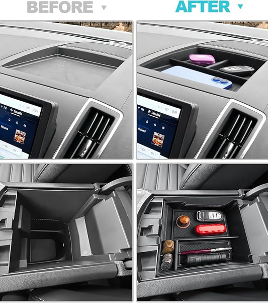 CDEFG 2Pcs for 2021-2024 Edge Center Console Organizer for 2021-2024 Ford Edge Accessories Middle Console Organizer & Dash Storage Dashboard Behind-Screen Tray