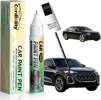 LY9T/0E Mythos Black Metallic Touch Up Paint for Audi, Color Accurate Car Paint Scratch Repair Pen, Quick & Easy Fix Automotive Chips and Nicks