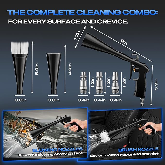 Detailing Car Cleaning Gun Interior Dryer Air Blow Gun, High Pressure Blower Gun, Car Detailing Tools for Quickly Blowing Out Dirt and DustWorking with Air