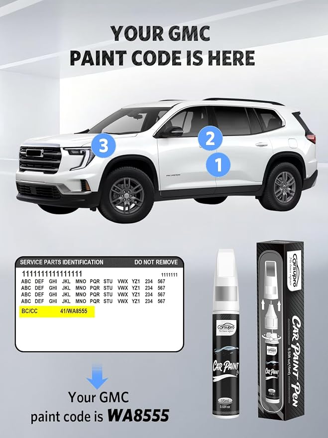 Downpour Metallic(GXP/WA136H) for GMC Touch Up Paint Pen, 2 in 1 Car Scratch Remover with Pen Tip and Brush, Precise Color Match for Car Paint Scratch Repair, Quickly and Easily Fix Chips and Nicks