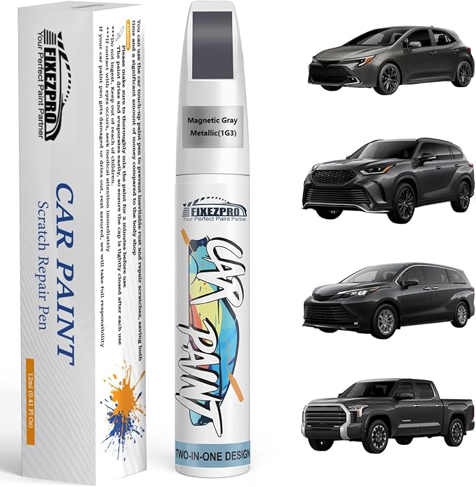 1G3 Magnetic Gray Metallic Car Touch Up Paint for Toyota, Color Match Auto Paint Repair Pen,Professional Car Scratch Repair Remover Pen Quick Drying, Easy to Use