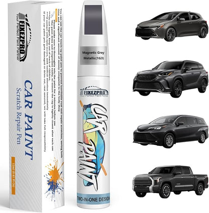 1G3 Magnetic Gray Metallic Car Touch Up Paint for Toyota, Color Match Auto Paint Repair Pen,Professional Car Scratch Repair Remover Pen Quick Drying, Easy to Use