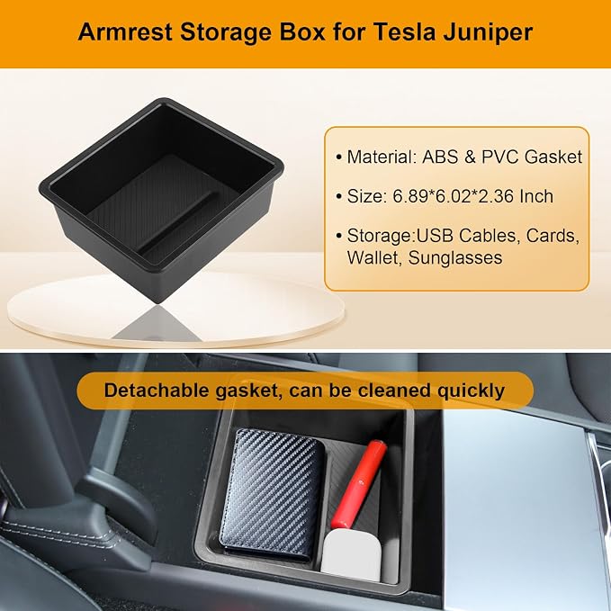 BANKKY 5PCS Center Console Organizer Tray for Tesla Model Y Juniper 2025 2026 Accessories Underseat Armrest Storage Cup Holder Hidden Compartment for Family Travel Kids Daily Commute Road Trips