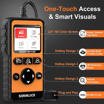 Y2 2.8'' Color Graphing Screen OBD2 Scanner Diagnostic Tool,Enhanced PRO Check and Reset Engine Fault Code,DTC Lookup,O2 Sensor Test,Live Data,Freeze Frame,OBDII Code Reader Tool for All Cars