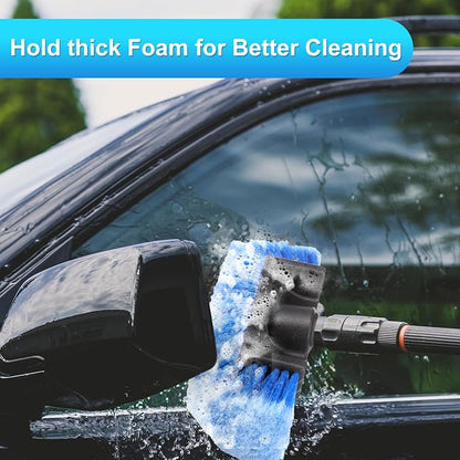 Vesici Car Wash Brush Head with Soft Detailing Bristle Flow Thru Car Cleaning Brush Exterior Car Wash Equipment for Auto Truck RV Boat Camper Washing, 10 Inch(Red, Blue,2 Pcs)